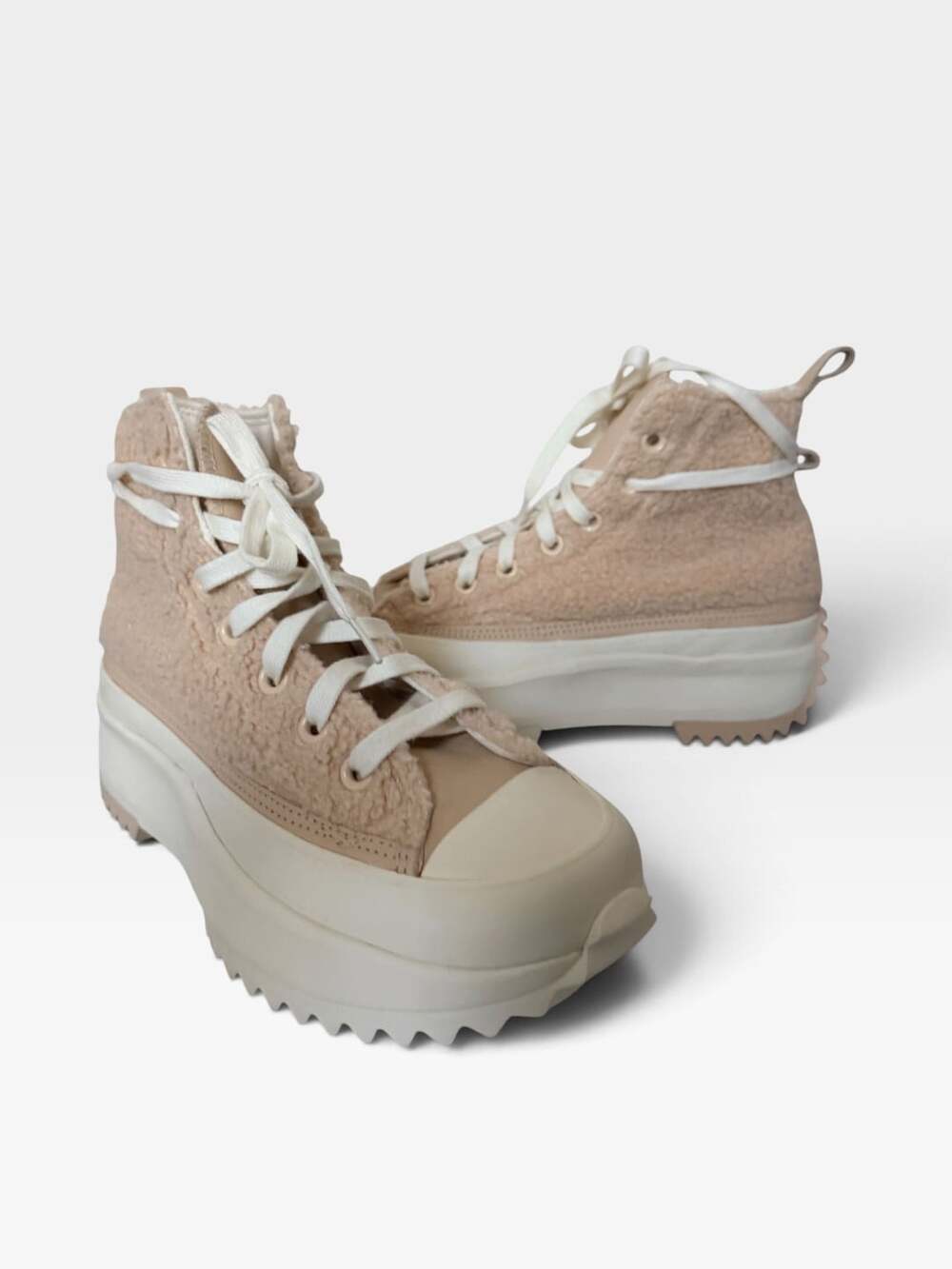 Converse Run Star Hike Platform Sherpa Farro Beige High Top Size: 6.5M/ 8W New